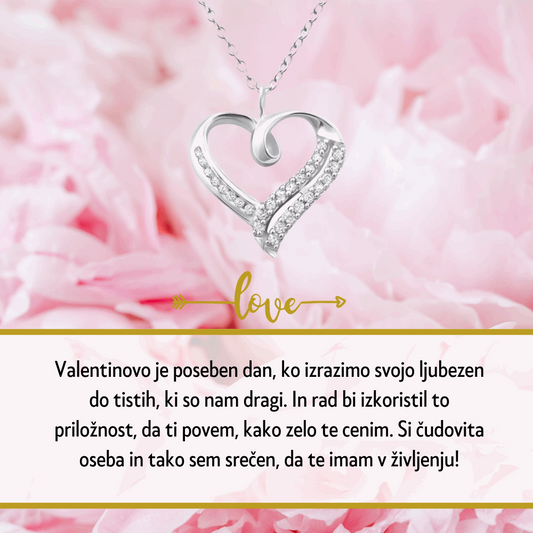 Popolno valentinovo darilo, srebrna ogrlica srce za soprogo, ženo, darilo perosnalizirano s posvetilom, unikatno darilo za valentinovo