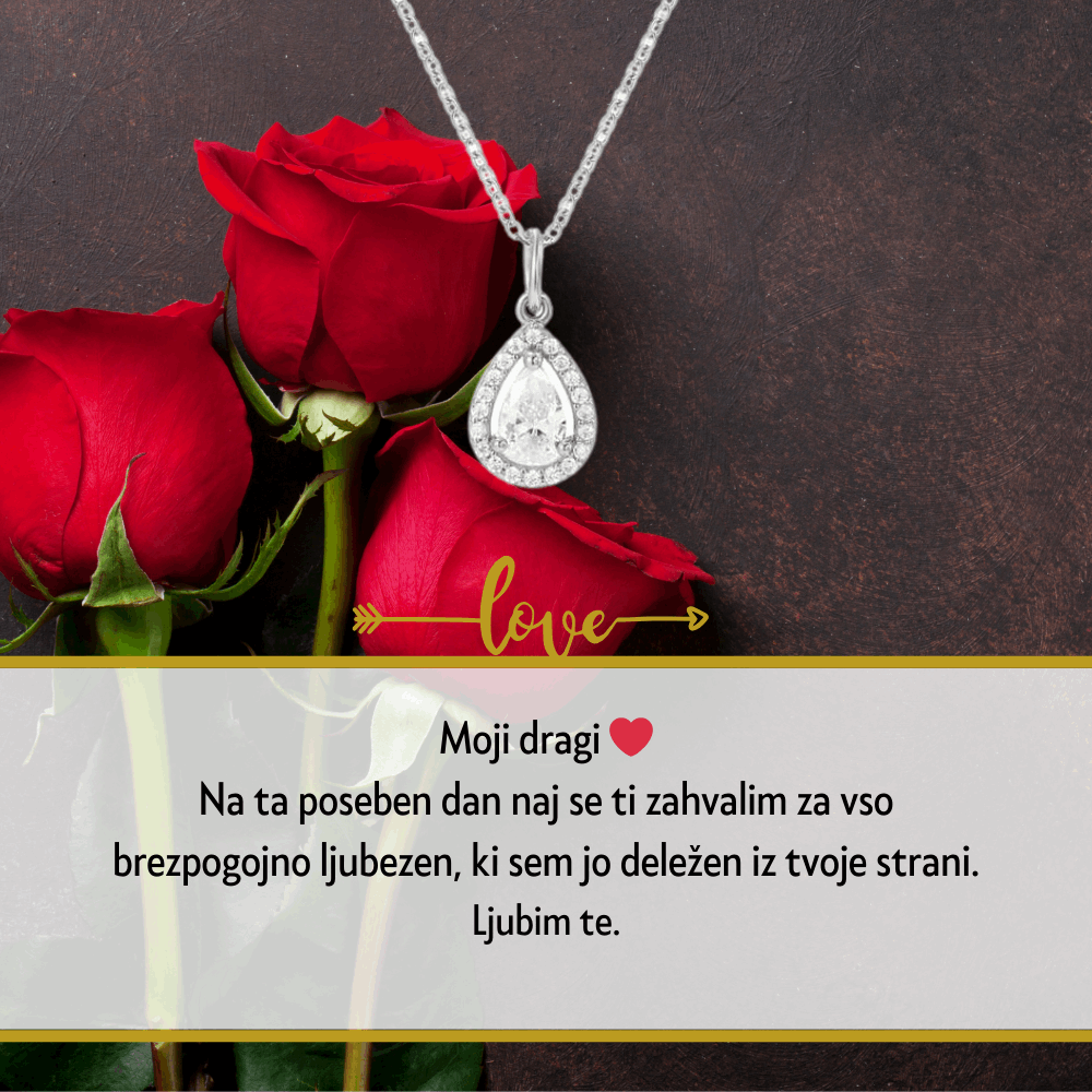 Darilo za valentinovo po meri - verižica srce ali perla s personaliziranim posvetilom za ženo, soprogo, punco