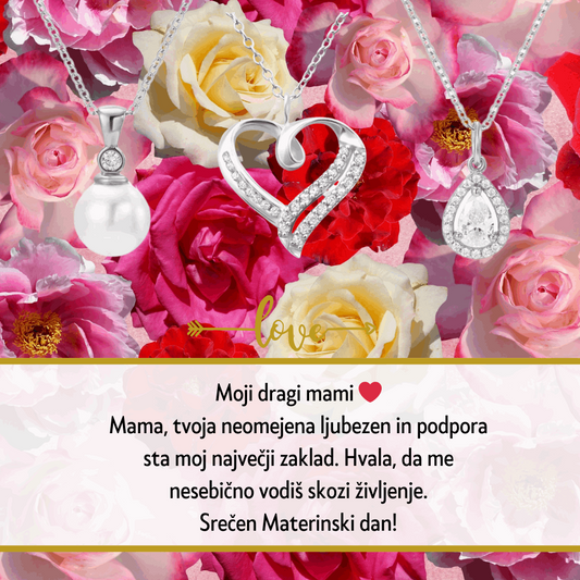 Personalizirani nakit za materinski dan z mislijo ali verzom, izbranim posebej za mamo, kot simbol edinstvene vezi ljubezni