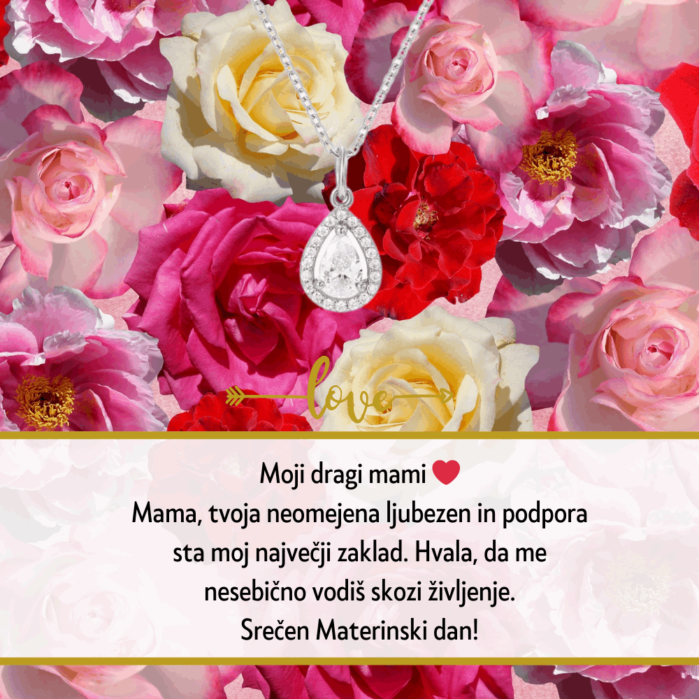 Personalizirani nakit za materinski dan z mislijo ali verzom, izbranim posebej za mamo, kot simbol edinstvene vezi ljubezni