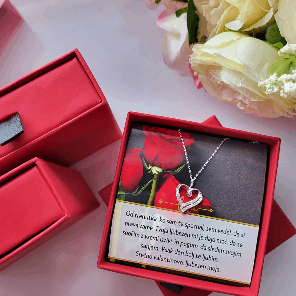 16. Darilo za valentinovo (dostava 2-3 dni) - verižica srce s personaliziranim posvetilom za ženo, soprogo, punco