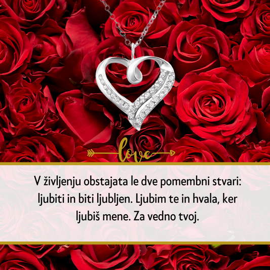 5. Darilo za valentinovo (dostava 2-3 dni) - verižica srce s personaliziranim posvetilom za ženo, soprogo, punco
